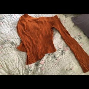 Off the shoulder burnt orange top